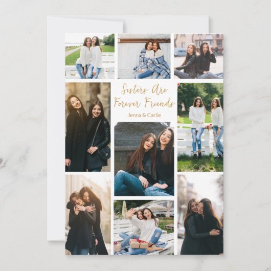 現代の姉妹の写真コラージュ オーダーメイドの名言 カード (正面)