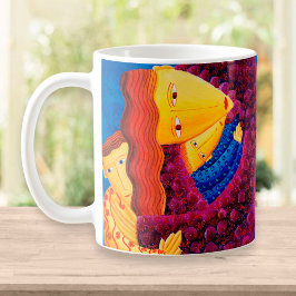 現代の家族の絵画 母と息子たち コーヒーマグカップ