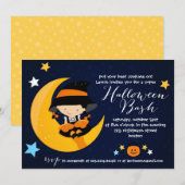 現代の小さな魔女ハロウィンバッシュコスチュームパーティー 招待状 (正面/裏面)