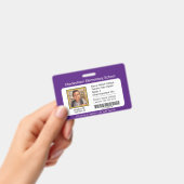現代の小学生用IDバッジ 紫 バッジ (手持ち)
