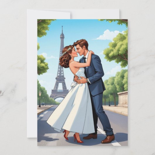 現代の幸せいっぱいの小さな結婚式後のお披露目パーティー 招待状 (正面)