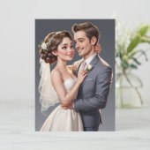 現代の幸せいっぱいの小さな結婚式後のお披露目パーティー 招待状 (スタンド正面)