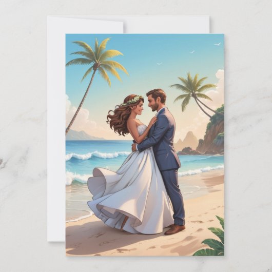 現代の幸せいっぱいの小さな結婚式後のお披露目パーティー 招待状 (正面)