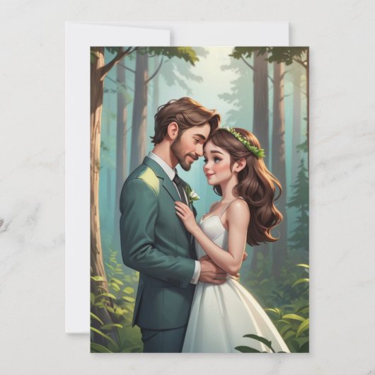 現代の幸せな結末の駆け落ち式披露宴 招待状 (正面)