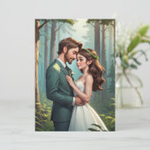 現代の幸せな結末の駆け落ち式披露宴 招待状 (スタンド正面)