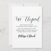 現代の幸せな結末の駆け落ち式披露宴 招待状 (裏面)