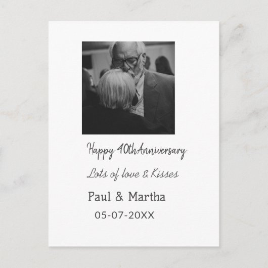 現代の幸せな40周年記念 - 名前、日付、写真を追加 ポストカード (正面)