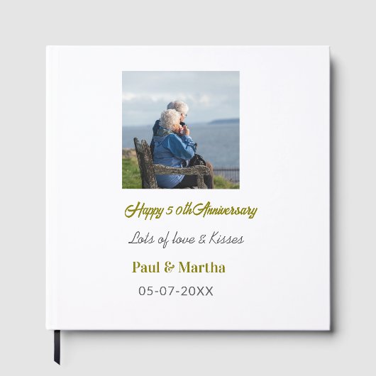 現代の幸せな50周年を追加 - 名前 - 日付 - 写真 ゲストブック (正面)