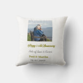 現代の幸せな50周年記念を追加 - 名前 - 日付 - 写真 クッション (裏面)