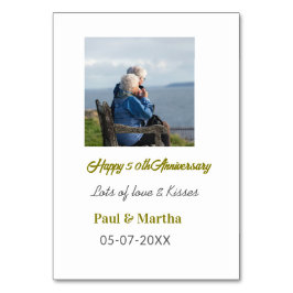 現代の幸せな50周年記念を追加 - 名前 - 日付 - 写真 テーブルナンバー