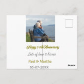 現代の幸せな50周年記念を追加 - 名前 - 日付 - 写真 ポストカード (裏面)