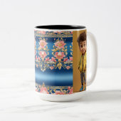 現代の幾何学的なマグカップ – 現代のセラミックのドリンク ツートーンマグカップ (正面右)