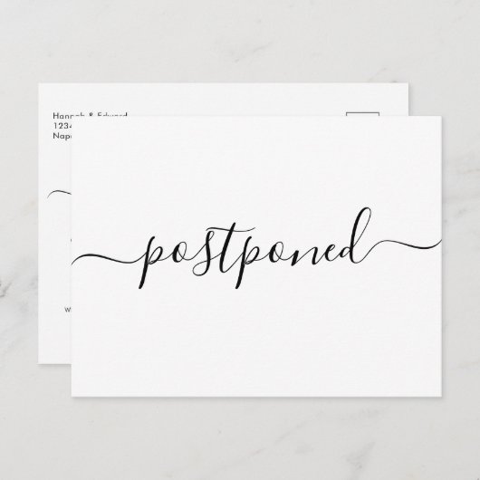 現代の延期結婚発表ポストカード 案内ポストカード (正面/裏面)
