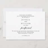 現代の延期 結婚式写真 招待状 (裏面)