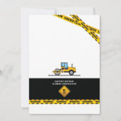 現代の建設用ダンプトラックの誕生日パーティー 招待状 (裏面)