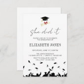 「現代の彼女がやった！卒業パーティーのミニマルな贈り物」 招待状 (正面/裏面)