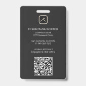 現代の従業員写真付きID会社セキュリティQRコード バッジ (裏面)