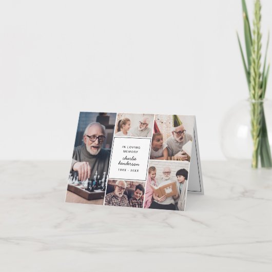現代の愛と感謝 7枚の写真を使ったお悔やみ/追悼カード サンキューカード (正面)