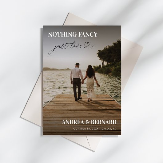 現代の愛の誓い シンプルなデザイン ただ愛を大切に 秘密の結婚式 招待状