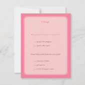 現代の愛の鳥ピンクの結婚式の返信 招待状 (裏面)