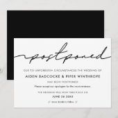 現代の手書きで延期された結婚のお知らせ 招待状 (正面/裏面)