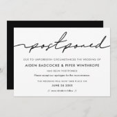 現代の手書きで延期された結婚発表 招待状 (正面/裏面)