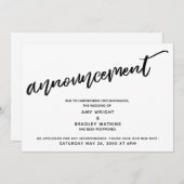 現代の手書きで延期された結婚発表 招待状 (正面/裏面)