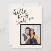 現代の手書きの新年の写真のウェディングカップル シーズンカード (正面)