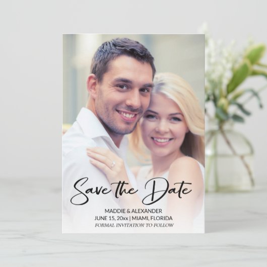 現代の手書きエンゲージメント写真 セーブザデート (スタンド正面)