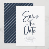 現代の手書きテキスト結婚式 セーブザデート (正面/裏面)