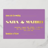 現代の文字体裁 |わずかに紫 箔招待状 (正面)