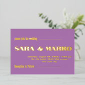 現代の文字体裁 |わずかに紫 箔招待状 (立ち正面)