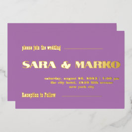 現代の文字体裁 |わずかに紫 箔招待状