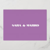現代の文字体裁 |わずかに紫 箔招待状 (裏面)