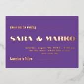 現代の文字体裁 |わずかに紫 箔招待状 (正面)