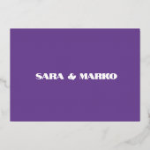 現代の文字体裁 |わずかに紫 箔招待状 (裏面)