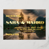 現代の文字体裁 |マウンテンズレイク 箔招待状 (正面)