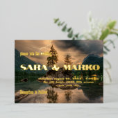 現代の文字体裁 |マウンテンズレイク 箔招待状 (立ち正面)