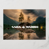 現代の文字体裁 |マウンテンズレイク 箔招待状 (裏面)