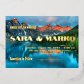 現代の文字体裁 |マウンテンズレイク 箔招待状 (正面)