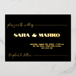 現代の文字体裁 |ミニマル結婚リスト 箔招待状