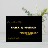 現代の文字体裁 |ミニマル結婚リスト 箔招待状 (立ち正面)