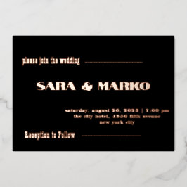 現代の文字体裁 |ミニマル結婚リスト 箔招待状