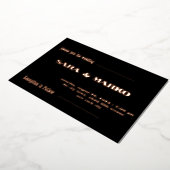 現代の文字体裁 |ミニマル結婚リスト 箔招待状 (回転した状態)