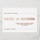 現代の文字体裁 |ミニマル結婚リスト 箔招待状 (正面)