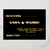 現代の文字体裁 |ミニマル結婚リスト 箔招待状 (正面)