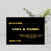 現代の文字体裁 |ミニマル結婚リスト 箔招待状 (立ち正面)