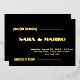 現代の文字体裁 |ミニマル結婚リスト 箔招待状