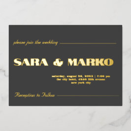 現代の文字体裁 |ミニマル結婚リスト 箔招待状