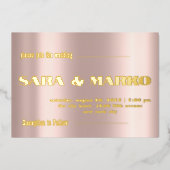 現代の文字体裁 |ミニマル結婚リスト 箔招待状 (正面)